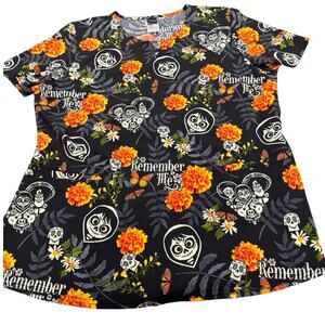 "PIXAR" Remember Me,‎ Day Of The Dead,Scrubs Top,Size XL,Pockets, 28 x 23